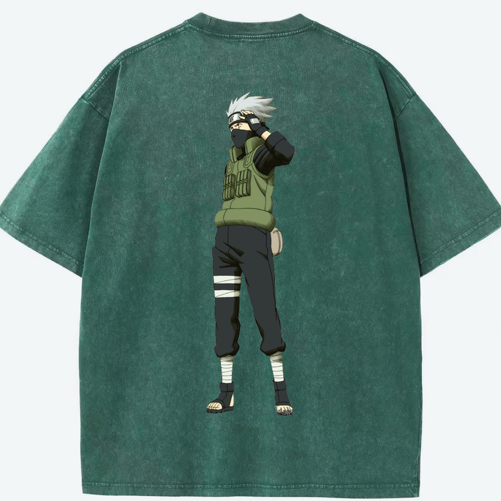 （画像用） NARUTO -ナルト- はたけ カカシ Hatake Kakashi 綿100% ヴィンテージ風 半袖Tシャツ（背面プリント）